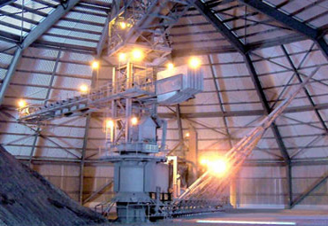 Roof-Stacker-Reclaimer Stacker, reclaimer, stacker and reclaimer, bulk material storage, roof, mining storage, heavy duty industry, heavy duty industry equipment